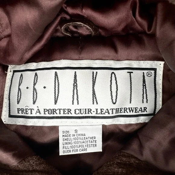 VTG Chocolate Brown Suede Jacket Hooded Leather Parka Oversized Sz S BB Dakota - Picture 3 of 14